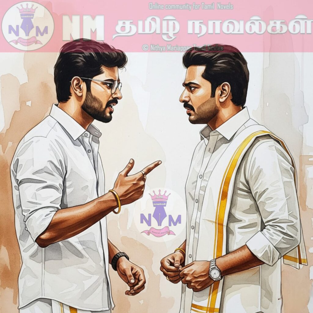 a man in white shirt pointing at another man