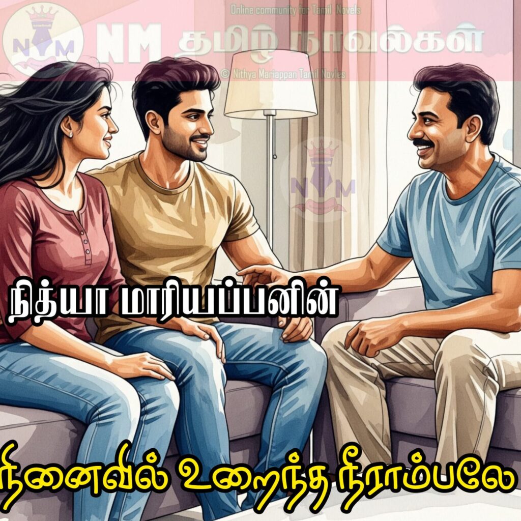 Three people engaged in conversation.