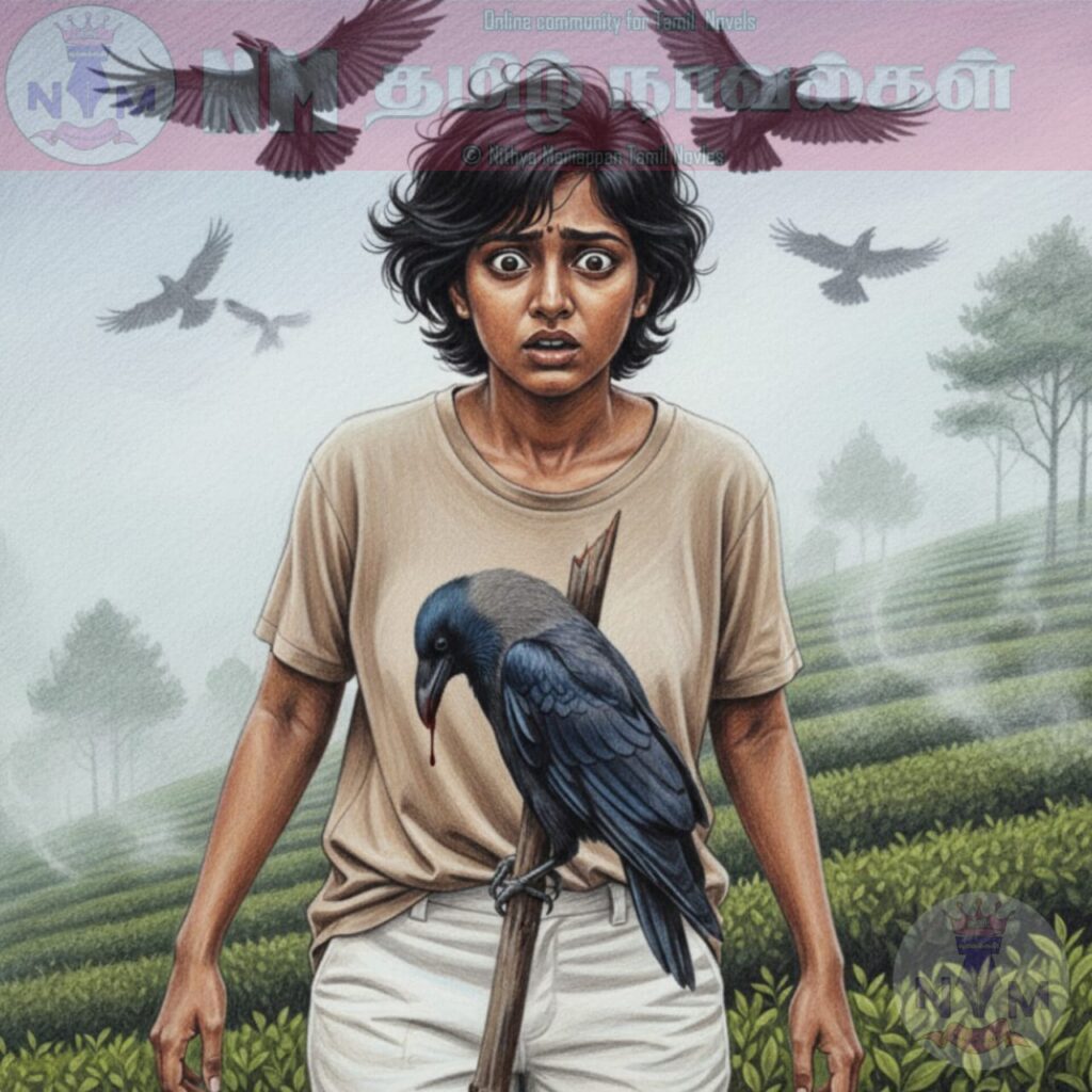 Person with crow in a field.