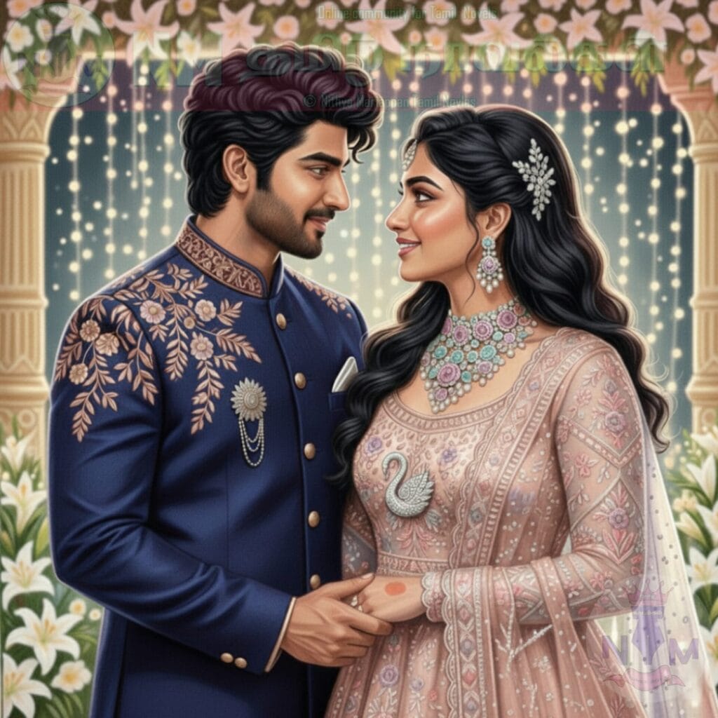 Couple in traditional wedding attire.